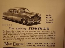 Wtr5  Ephemera 1953 advert Mann Egerton zephyr six Ipswich 