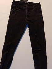 Ladies Jeans Primark Size 8 Ripped Black 18824