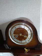 BENTIMA BRITISH PERIVALE  ART DECOR 8 DAY STRIKING MANTLE CLOCK WORKING  V G C