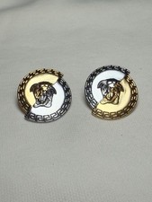 Versace Medusa Round Earrings Mixed Metal Gold Colour Costume Jewellery No Box