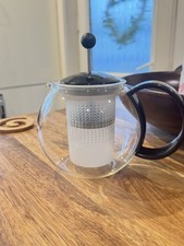 BODUM Assam Glass Tea/Press/Infuser/Pot Clear Glass Black Handle & Lid