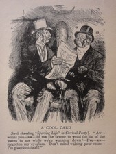 Railway & Trains Theme TWO GENTS & SPORTING LIFE NEWSPAPER Antique Punch Cartoon