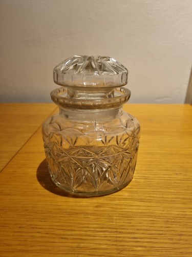 Vintage pressed glass jar - vintage,