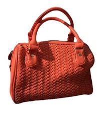 Deux Lux Coral Handbag Vegan Leather Weave ZIP Closure