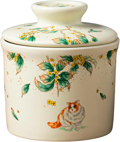 Warm ivory butter dish - warm, with