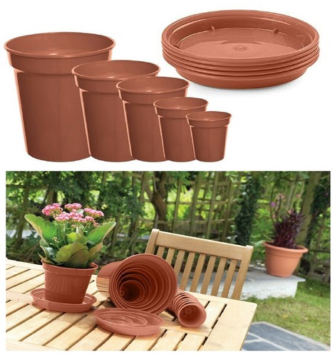 Plastic plant pots saucers - plastic,