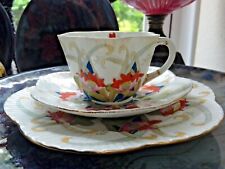 A BEAUTIFUL WILEMAN TRIO, DAINTY SHAPE , ART DECO POPPY  PATTERN