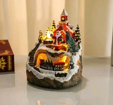 Christmas Winter Scene Village House Rotating with Colourful Light Music