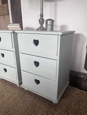 Rustic Cotswold Green Bedside Tables With Heart Cut-out Handles