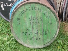 Rare 1974 Port Ellen Distillery Barrel lid 25"  w/End Hoop Braced ready to hang