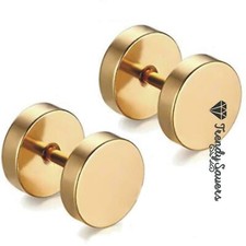Men Women Kids Screw Stud Earrings Steel Cheater Fake Gauges Ear Plugs PAIR
