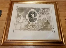 Limited Edition Signed Print of Elegant Lady, Ballerina, and Man at Opera Ballet