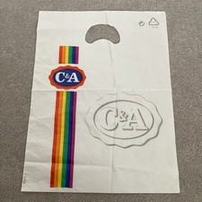 C&A Vintage Plastic Small Carrier Bag White