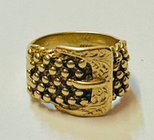 9ct Solid Gold 5-Row Keeper Buckle Ring Size X Heavy 13.1g