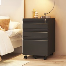 Office Filing Cabinet Cupboard on Castors Storage Under / Beside Desk 3 Drawers