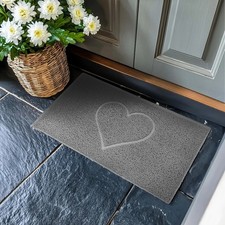 Nicoman Heart Shape Embossed Entrance Door Mat Non Slip Dirt Trapper PVC Spaghet