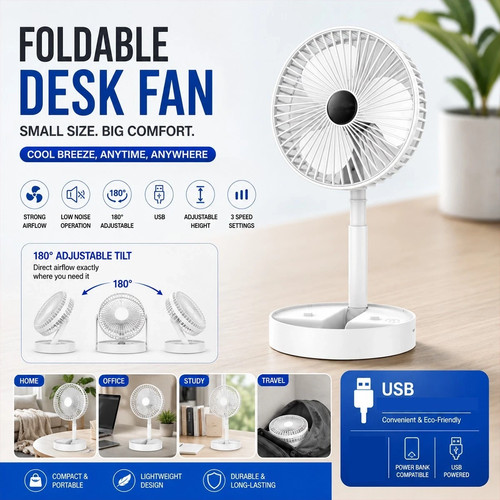White foldable telescopic desk - white,