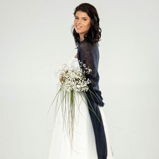 Blue bridal mohair shawl cape