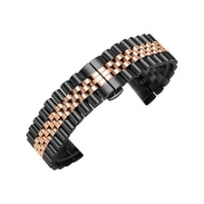 Quality 5 Beads Solid Stainless Steel Watch Band Strap Metal Bracelet 20mm 22mm