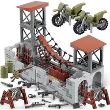 WW2 Military Base Building Block Set Army Soldiers Guns Vehicles Kids Boys Toys