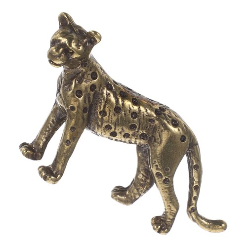 Brass cheetah statue desktop - brass,
