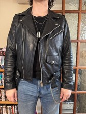 Black leather biker jacket