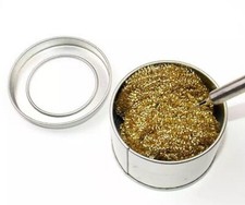 Brass Soldering Iron Tip Cleaning Wire Nozzle Cleaner Wool Sponge Ball Holder UK