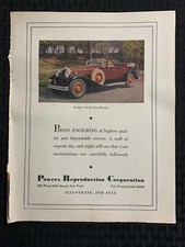 1930 POWERS REPRODUCTION 9x11" Automotive Print Ad VG+ 4.5 Packard 7-45 Phaeton