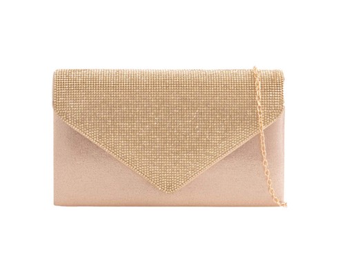 Gold diamanté jewelled clutch - jewelled,