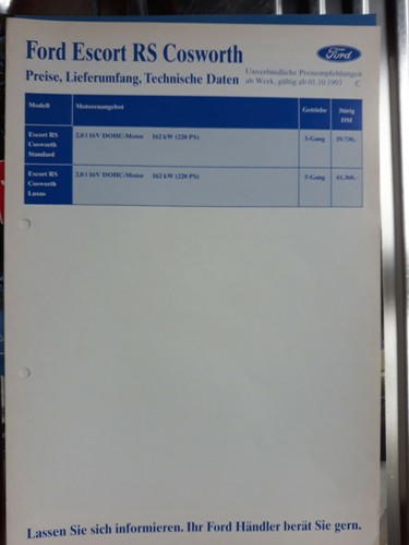 Price list ford - list, escort