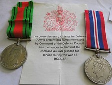 WW2 ARMY DEFENCE & WAR MEDALS