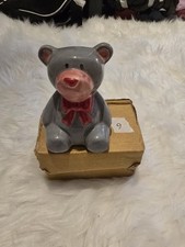 Gray & Pink TEDDY BEARS piggy bank
