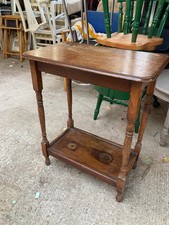 Vintage Antique Brown Wooden Side End Hall Console Table with Shelf