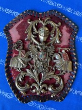 Vintage Heraldrys Shield With Coat Of Arms Plastic Metal Wood 9.5”x 8”