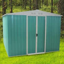 8x8FT Metal Garden Shed Apex Roof Storage with Free Foundation Outdoor House