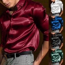 Casual Mens Satin Silk Shirts