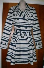 New Size 16 - 18 Soft Water Wind Proof Trench Mac Stripe Jacket Coat Belt Button
