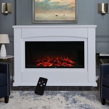 Electric Fire and Surround 30inch/34 inch White Electric Fire Suite Stove Heater