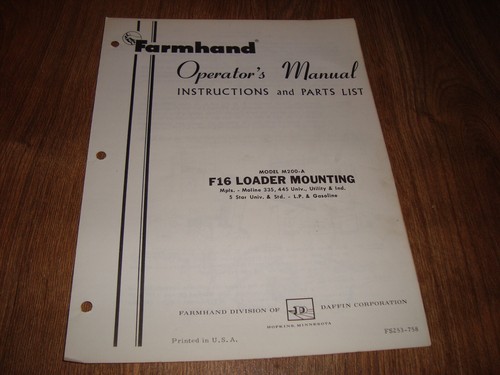 Farmhand model m200 f16 - farmhand, m200-a