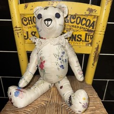 Handmade Teddy Bear OOAK Embroidered Beaded Button Jointed Lace Vintage Style