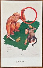 ARTIST SIGNED COMICAL PPC “JUMP TO IT” LAWSON WOOD GRAN POP SERIES MONKEY’S