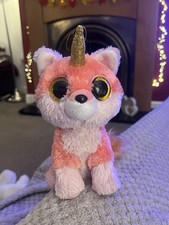 VGC Ty Beanie Boo Faye the Unicorn Fox Very Good Condition