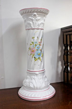 Vintagfe ceramic decorative pedestal, jardinere plant stand pillar hand painted