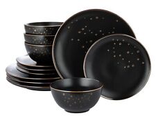 12pc Ebony & Gold Dinner Set