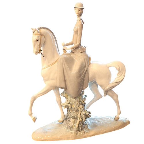 Lladro woman horse - woman, on