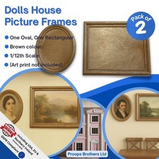 Miniature Dollshouse Picture Frame 2 Pack (Oval &Rectangular) BROWN A1007B