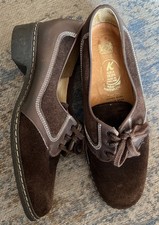 Size 7 Brown Suede rare Vintage LaceUp k Aqua skips Shoes HandMade 60s/70s style