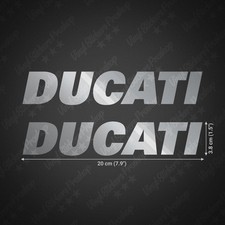 2 DUCATI stickers glossy silver 8" decal tank vinyl custom bike logo tuning kit