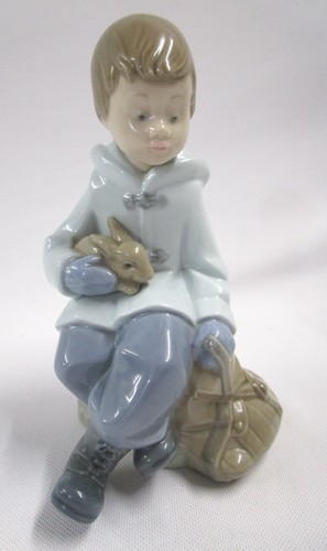 Lladro nao boy with rabbit - with,