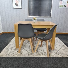 Dining table and 4 chairs kitchen set of 4 oak effect table white grey chairs 